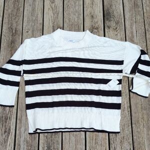 Women's 1x Classic Black and White Striped Sweater
